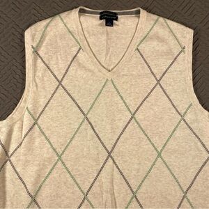 Lands End Cotton Argyle Sweater Vest Men’s Large 42/44